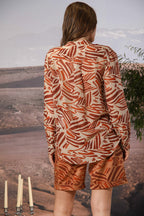 Delhi Damenbluse mit langen Ärmeln aus Musselin mit geometrischem Druck