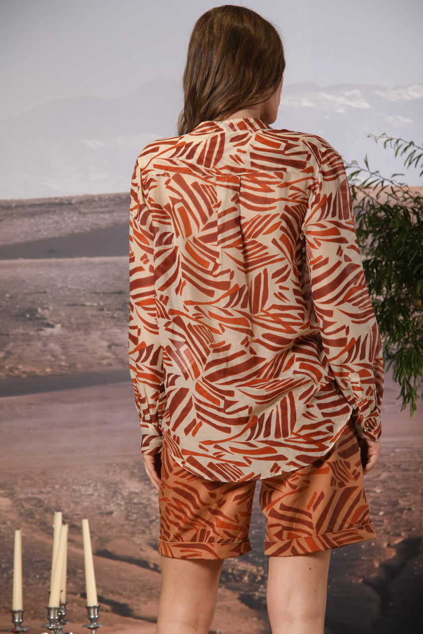 Delhi Damenbluse mit langen Ärmeln aus Musselin mit geometrischem Druck