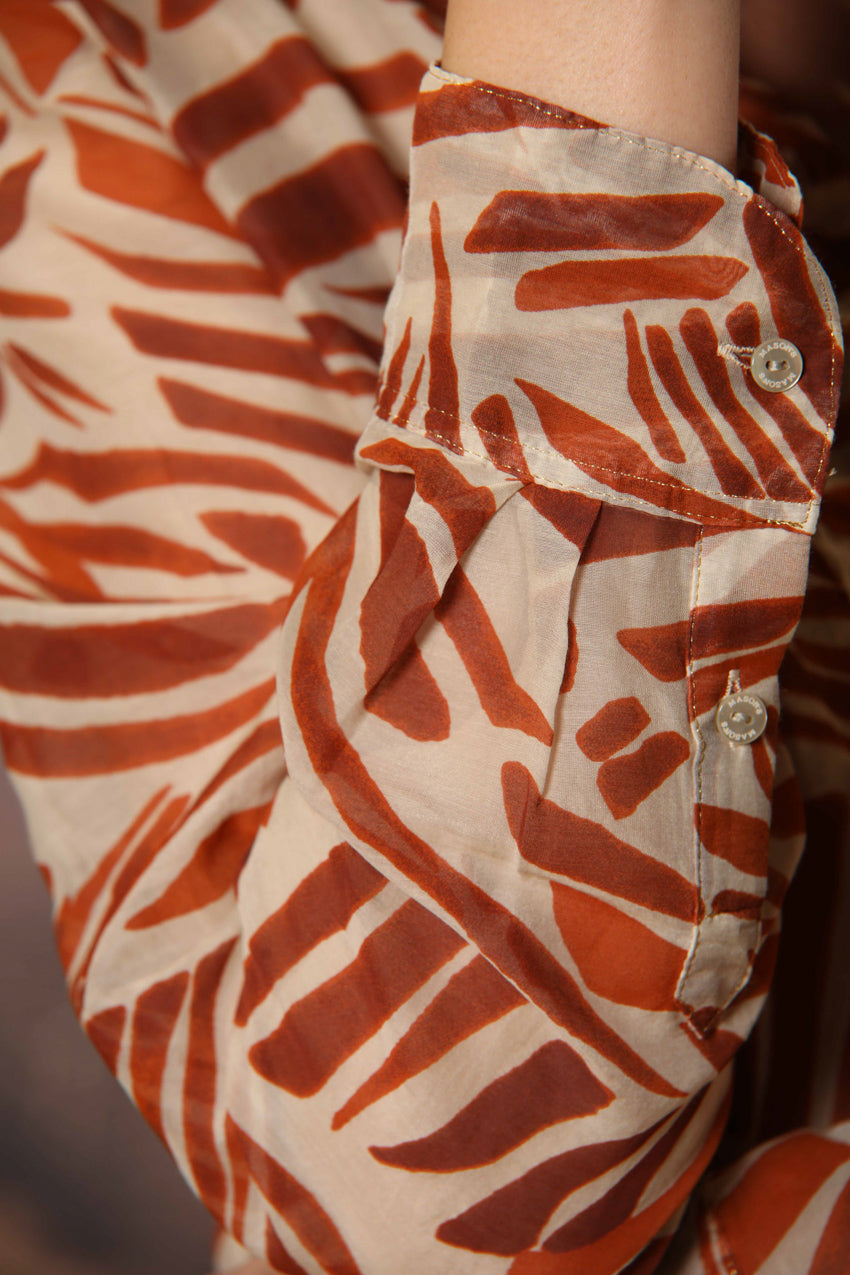 Delhi Damenbluse mit langen Ärmeln aus Musselin mit geometrischem Druck