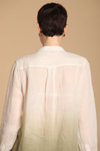 Delhi Damenbluse mit langen Ärmeln aus Orlando-Ramie mit koreanischem Kragen