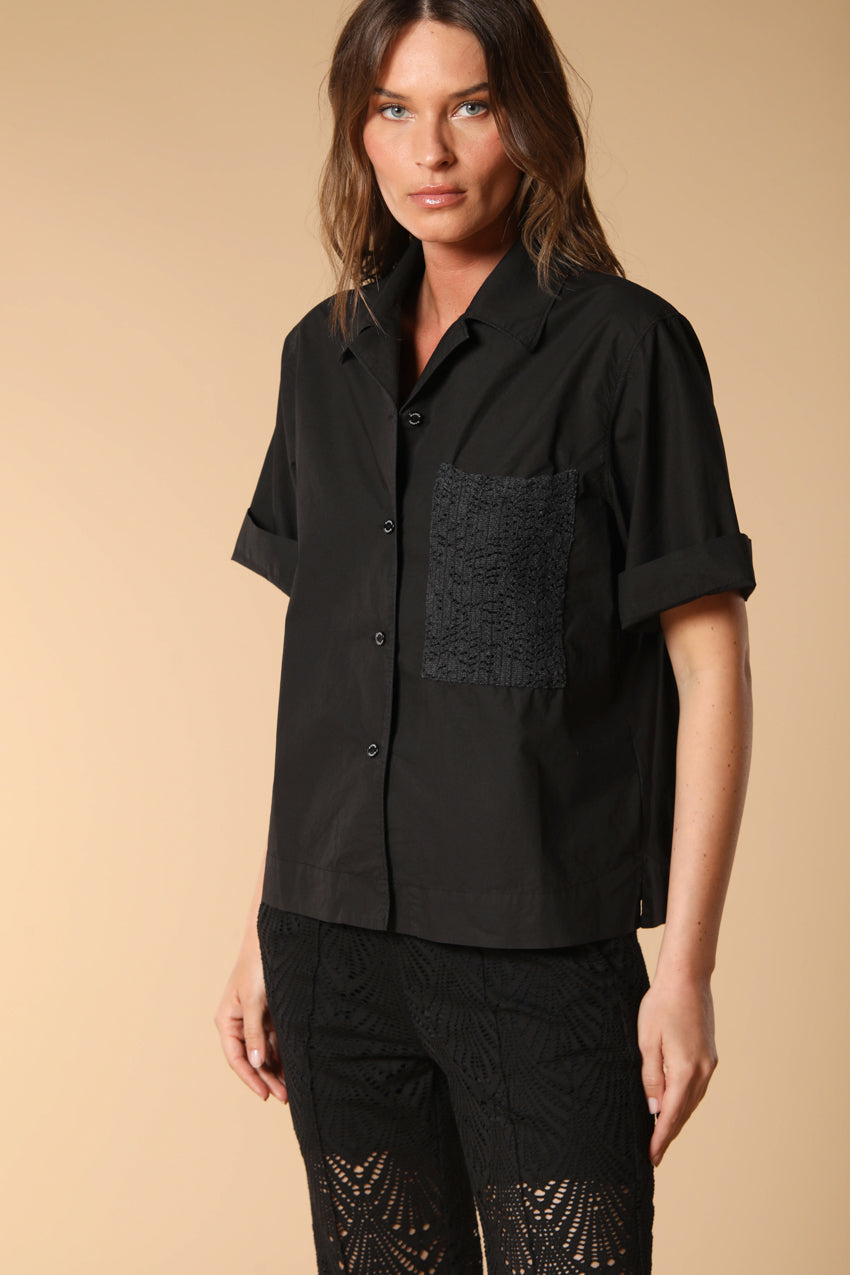 Florida Damenbluse mit kurzen Ärmeln aus Popeline