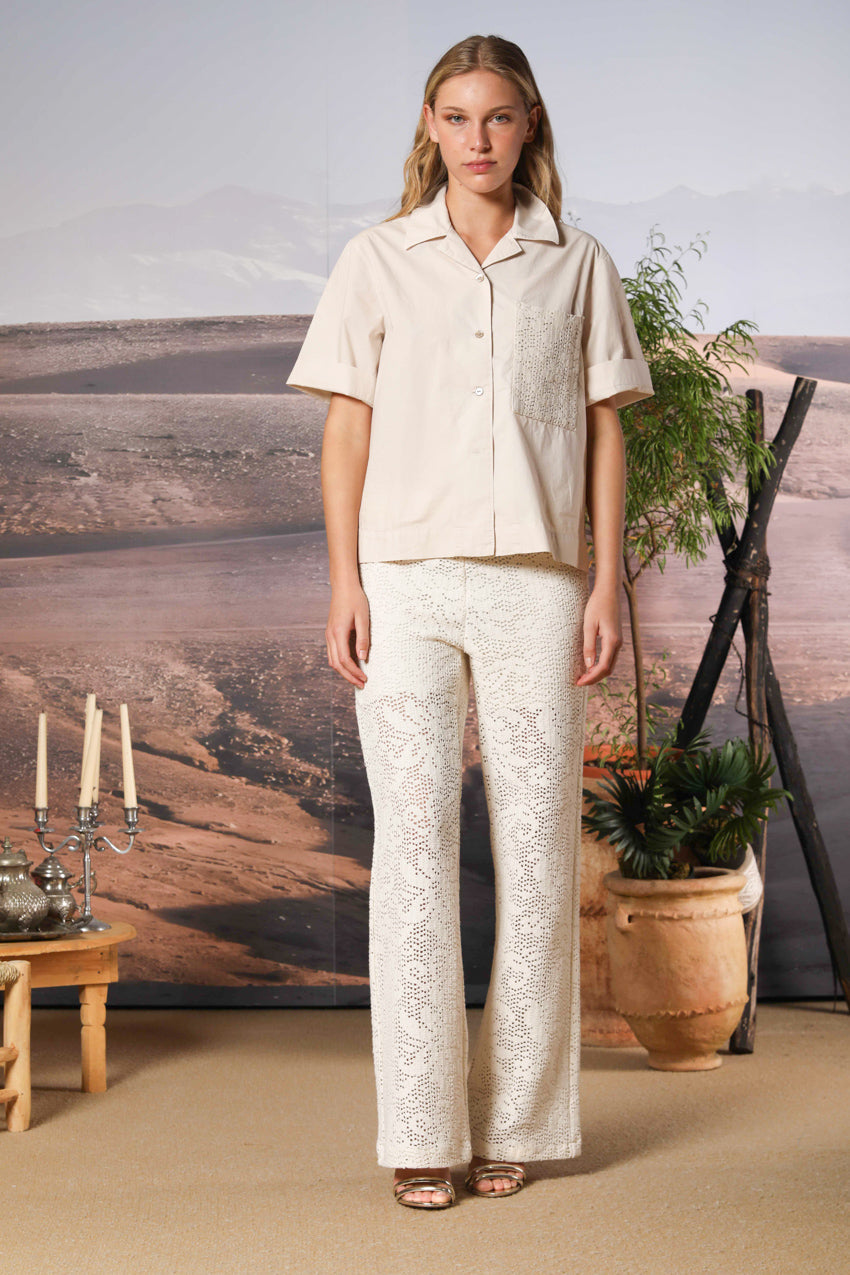 Florida Damenbluse mit kurzen Ärmeln aus Popeline