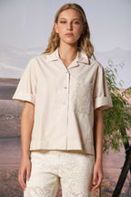 Florida Damenbluse mit kurzen Ärmeln aus Popeline