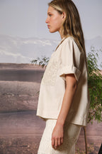 Florida Damenbluse mit kurzen Ärmeln aus Popeline