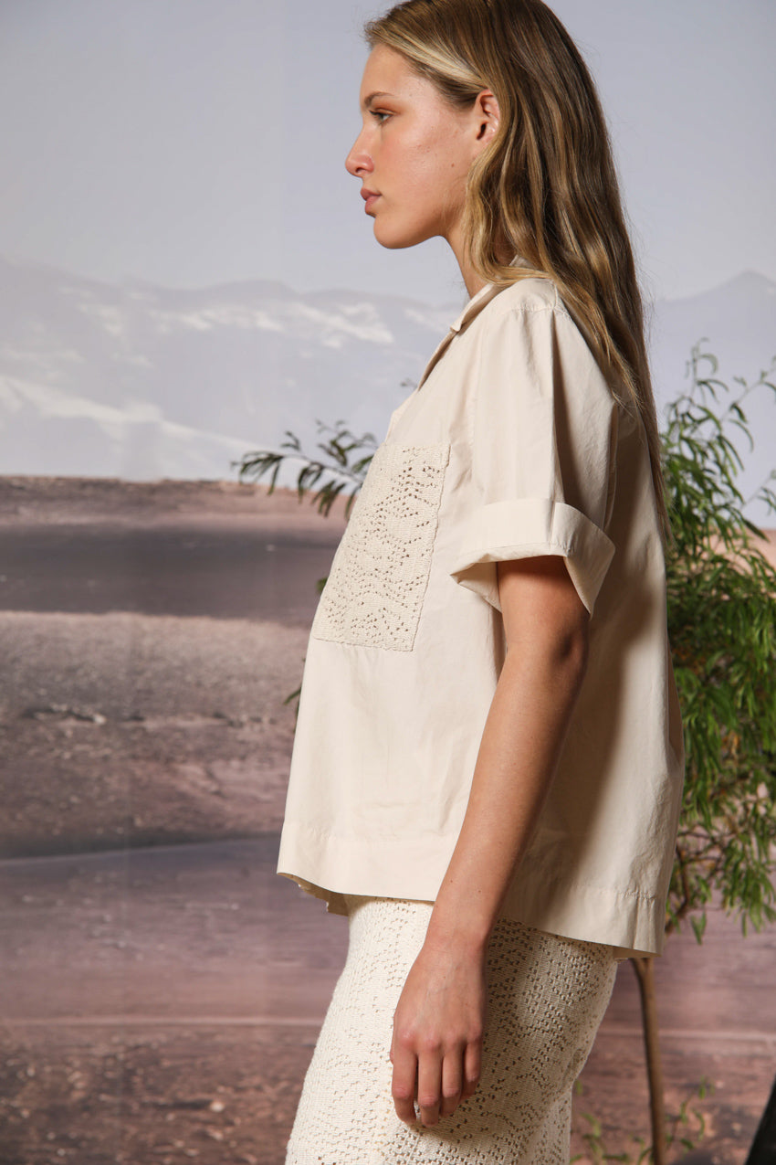 Florida Damenbluse mit kurzen Ärmeln aus Popeline