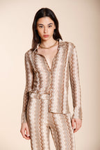 Elaisa chemise femme manches longues en maille fantaisie chevron lurex
