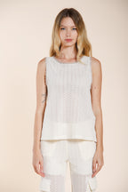 Karina camicia donna smanicata in maglia crochet