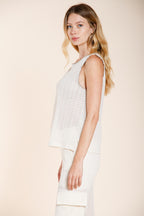 Karina camicia donna smanicata in maglia crochet