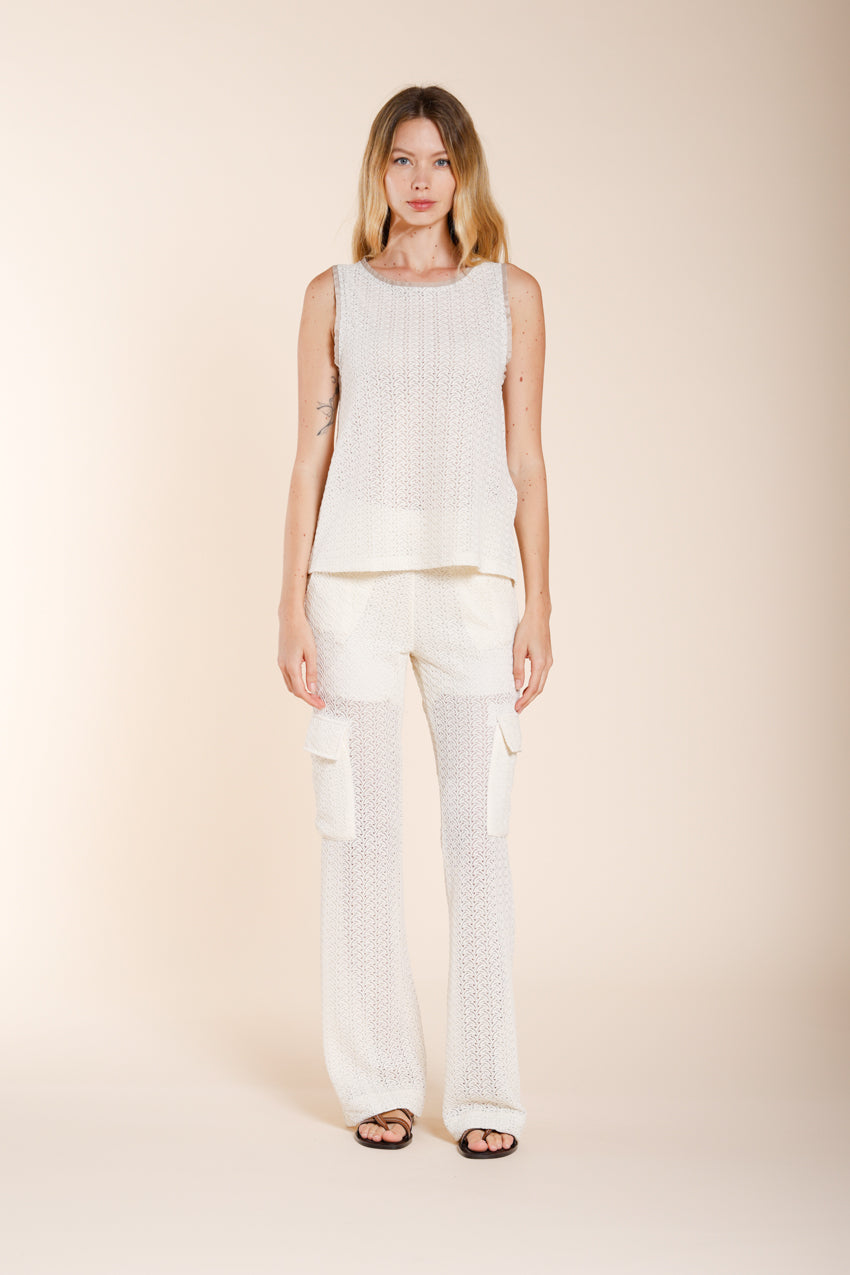 Karina camicia donna smanicata in maglia crochet