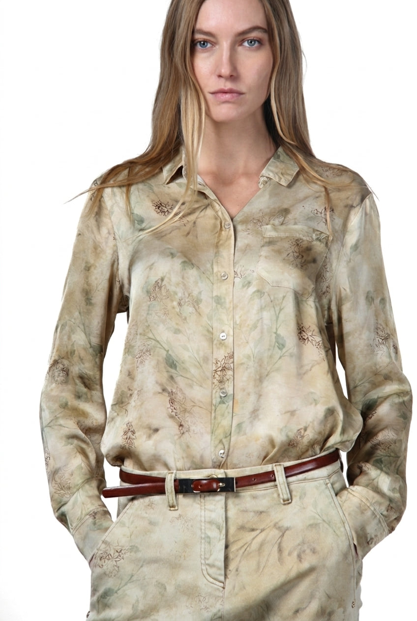 Sharon camicia donna in viscosa fantasia a fiori sfumati