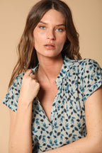 Adele MM Damenbluse aus Baumwollvoile mit Blätterdruck