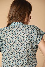 Adele MM Damenbluse aus Baumwollvoile mit Blätterdruck