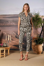 Adele MM Damenbluse mit kurzen Ärmeln aus Tencel mit geometrischem Muster