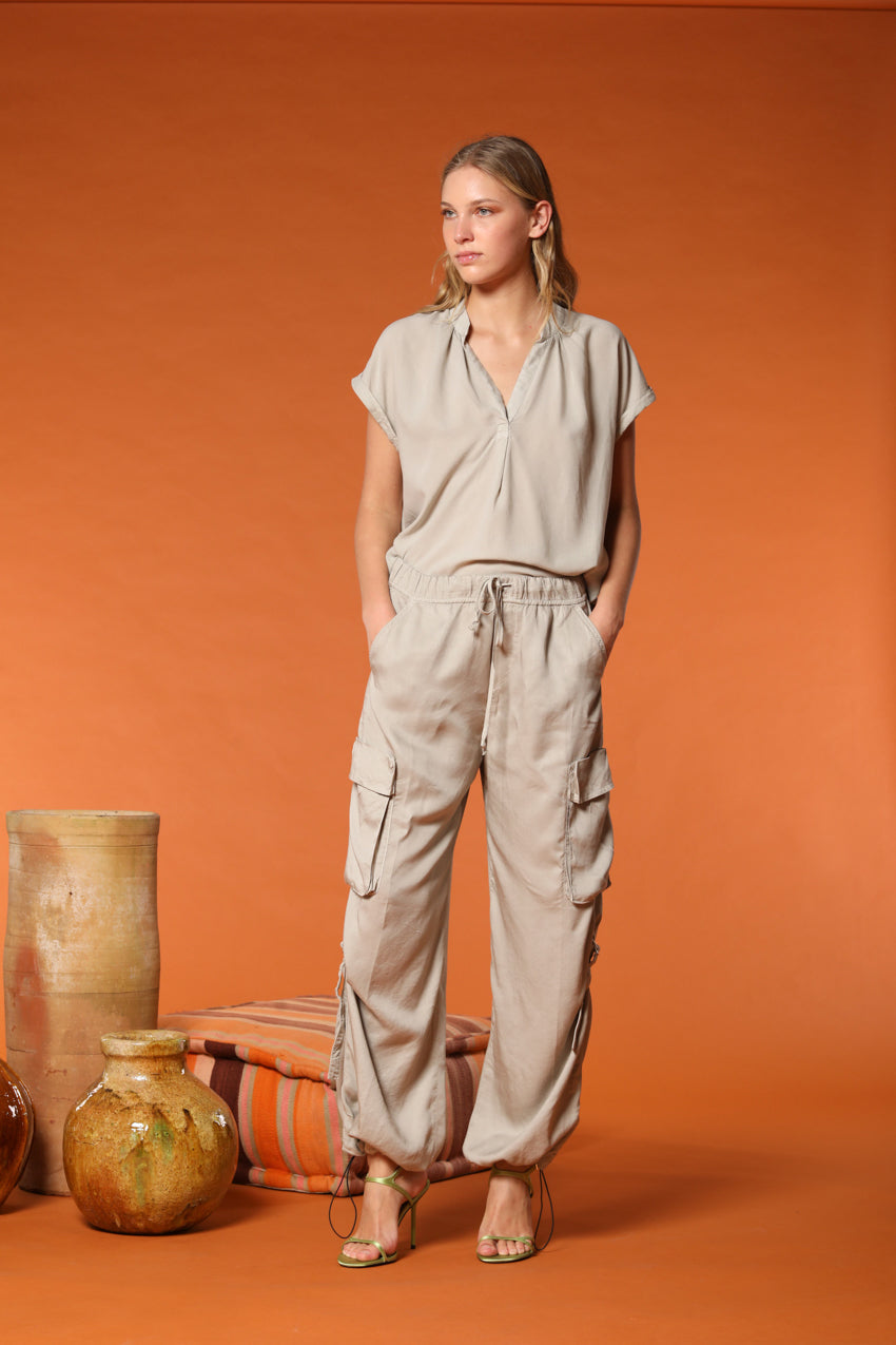 Adele MM Damenbluse mit kurzen Ärmeln aus Tencel