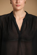 Adele Damenbluse mit langen Ärmeln aus Musselin aus Baumwoll- und Seidenmischung