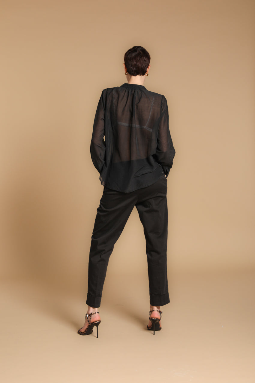 Adele Damenbluse mit langen Ärmeln aus Musselin aus Baumwoll- und Seidenmischung