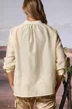 Adele Damenbluse mit langen Ärmeln aus Musselin aus Baumwoll- und Seidenmischung