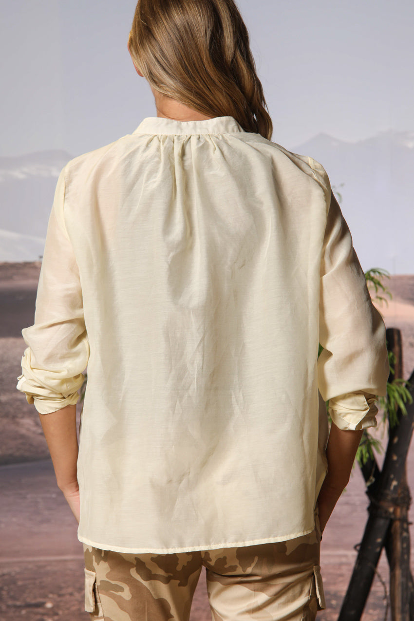 Adele Damenbluse mit langen Ärmeln aus Musselin aus Baumwoll- und Seidenmischung