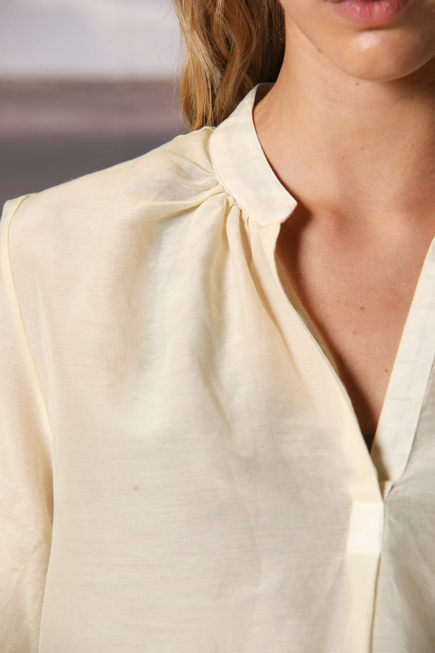 Adele Damenbluse mit langen Ärmeln aus Musselin aus Baumwoll- und Seidenmischung