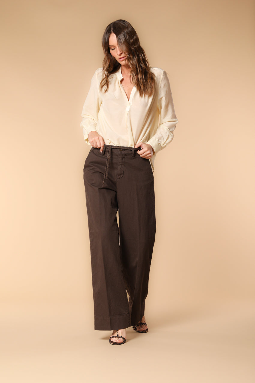 Adele Damenbluse mit langen Ärmeln aus Musselin aus Baumwoll- und Seidenmischung