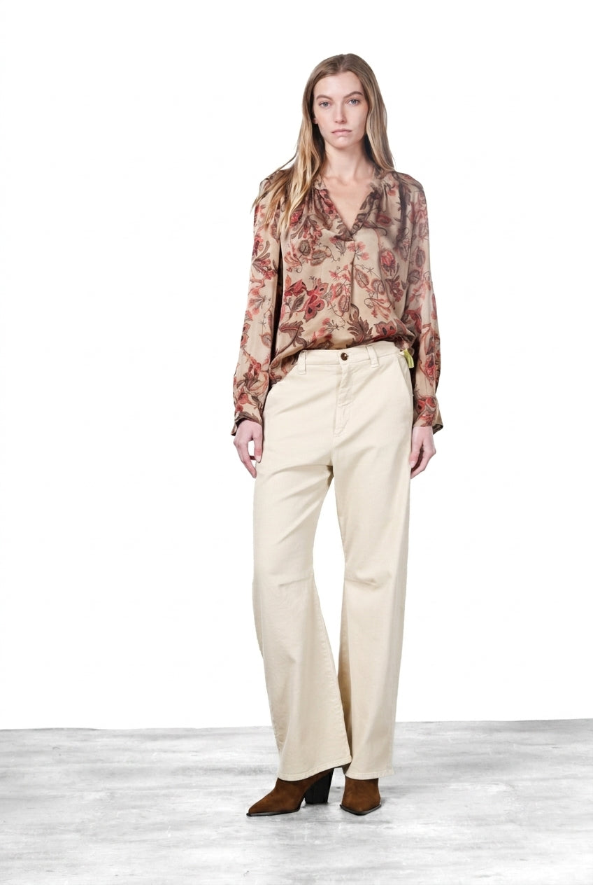 Adele camicia donna in viscosa fantasia fiori grandi