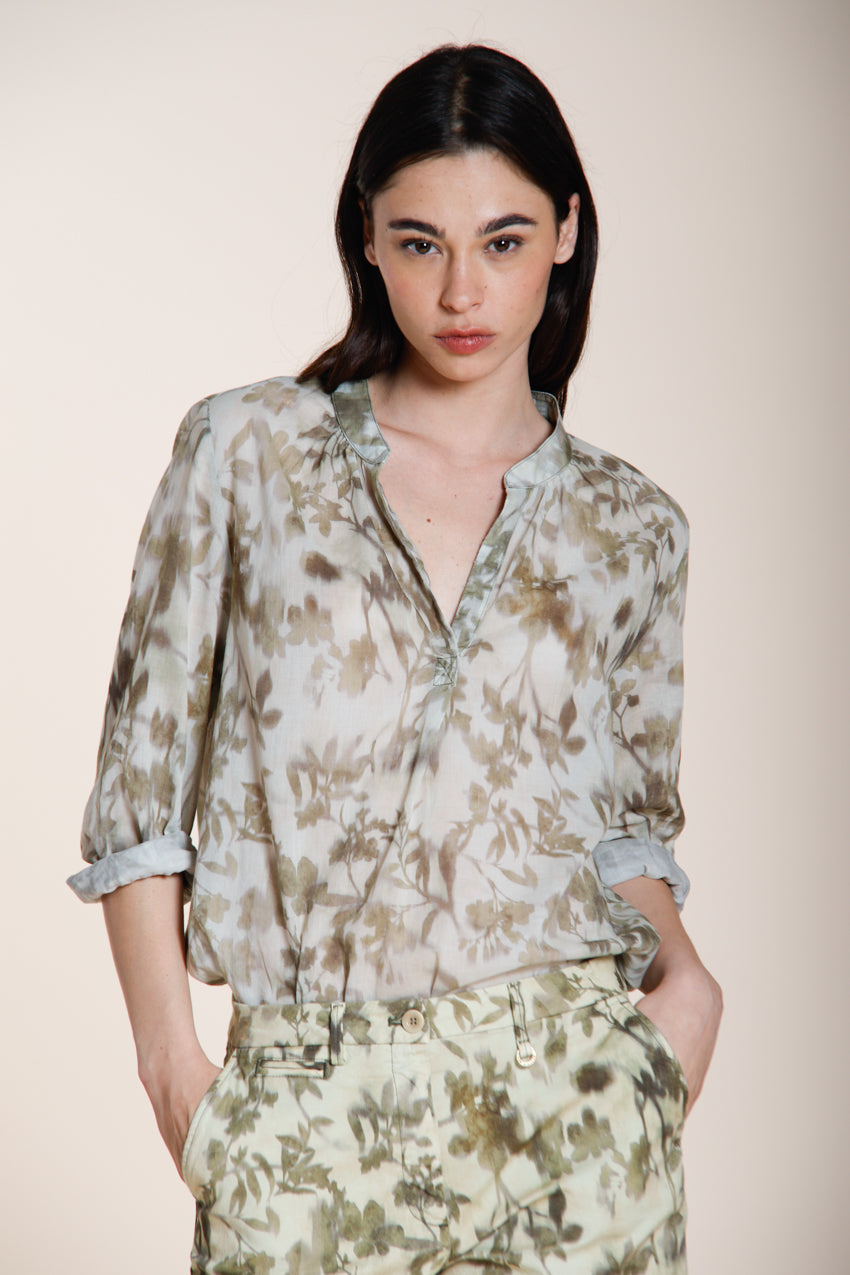 Adele chemise femme manches longues en mousseline de coton motif floral