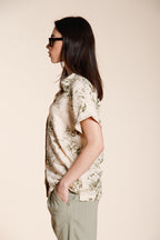 Livia chemise femme manches courtes en toile mélange lin et viscose motif floral