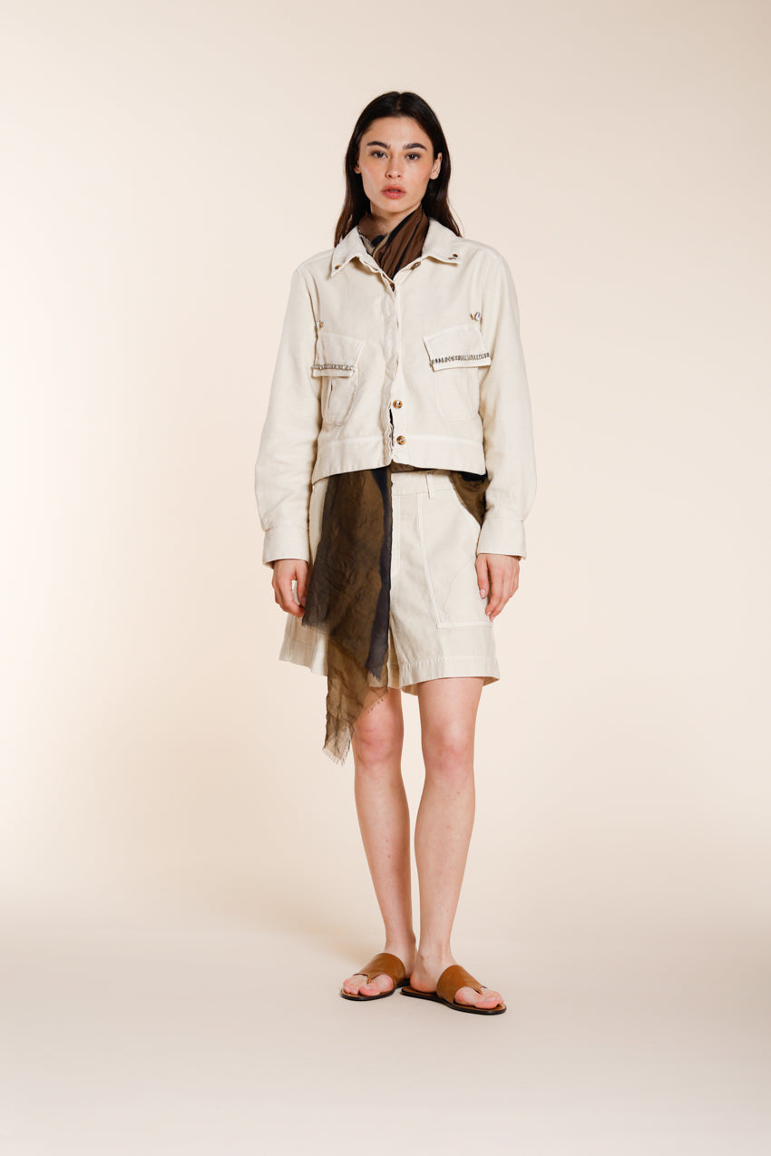 San Diego giacca donna in cotone fiammato con borchie