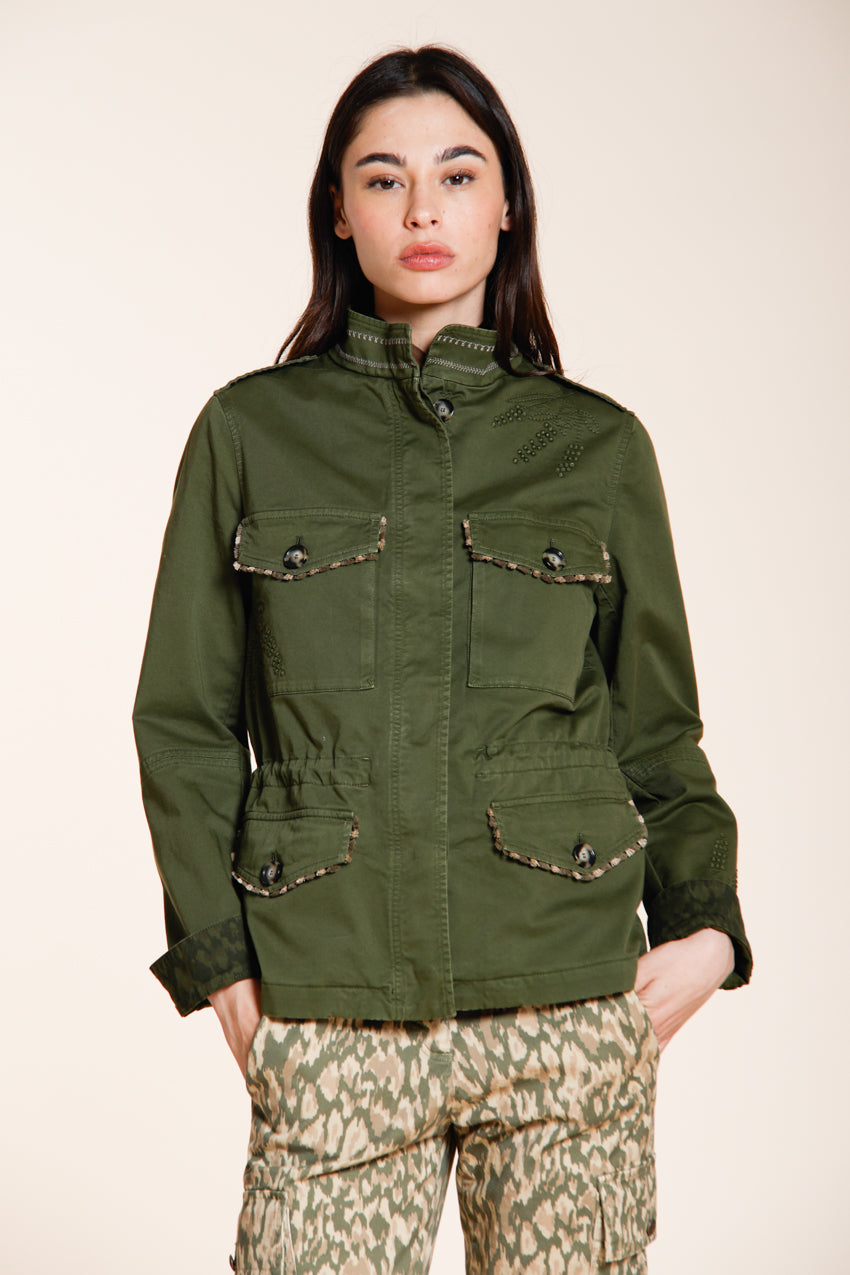 Eva giacca donna in twill ricamo fiori