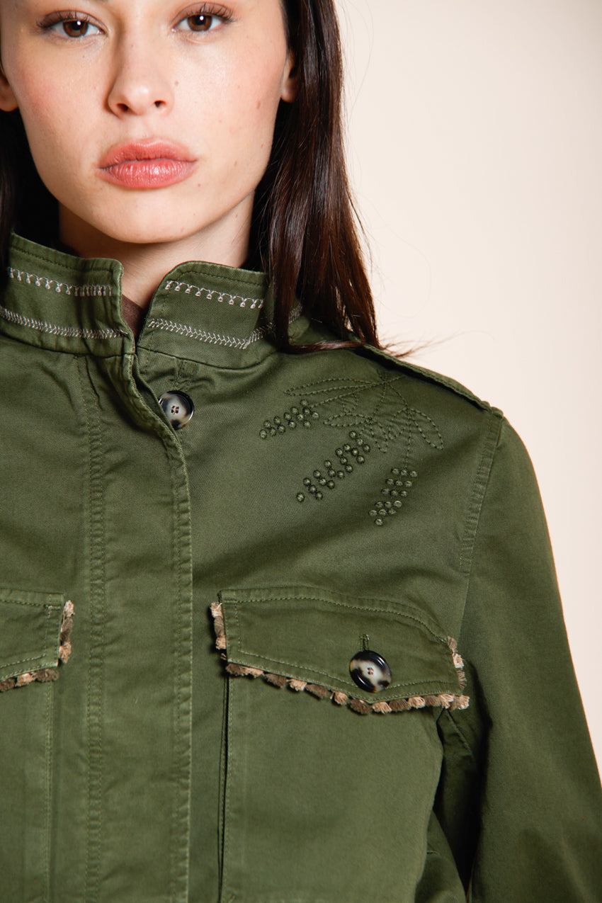 Eva giacca donna in twill ricamo fiori