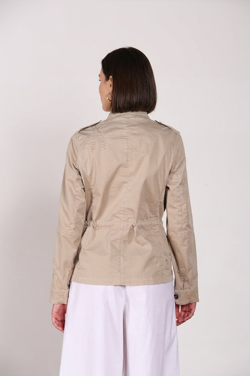 Eva veste femme en twill broderie fleurs