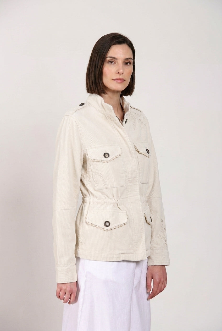 Eva giacca donna in twill ricamo fiori