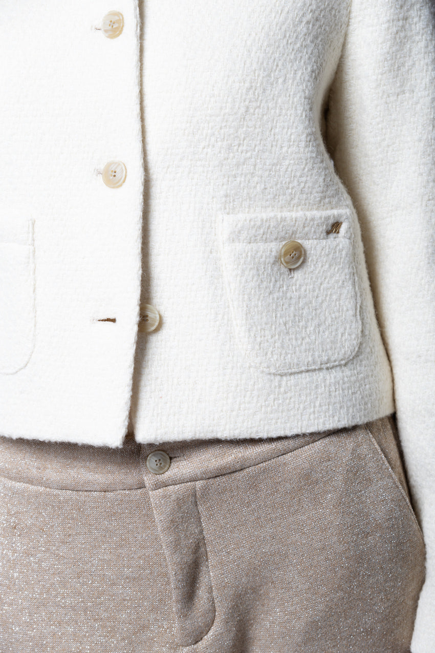 Lou Lou Cropped-Damenjacke aus Bouclé-Mischwolle