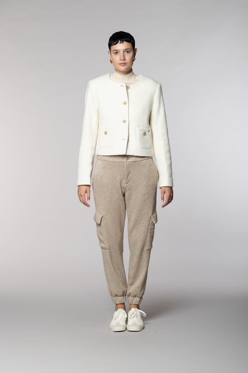 Lou Lou Cropped-Damenjacke aus Bouclé-Mischwolle