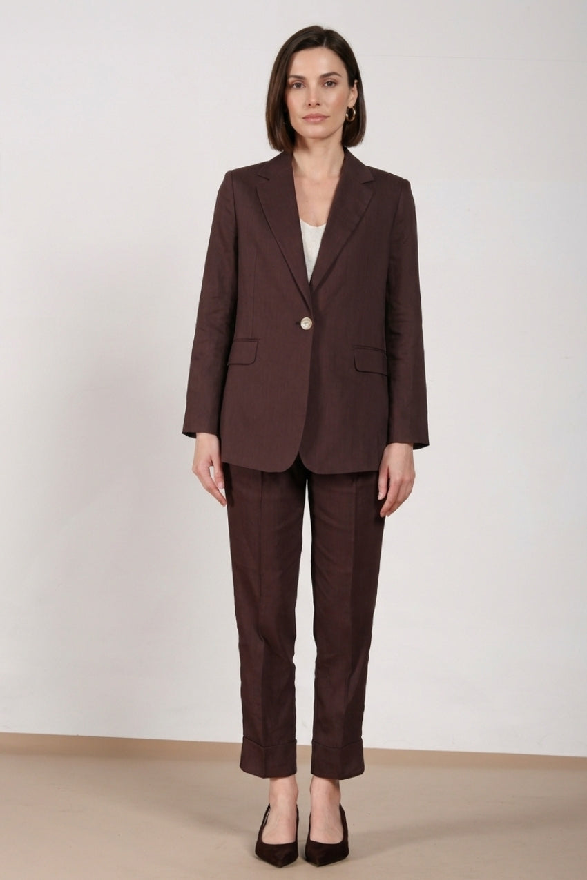 Irene blazer donna in tela misto lino e viscosa