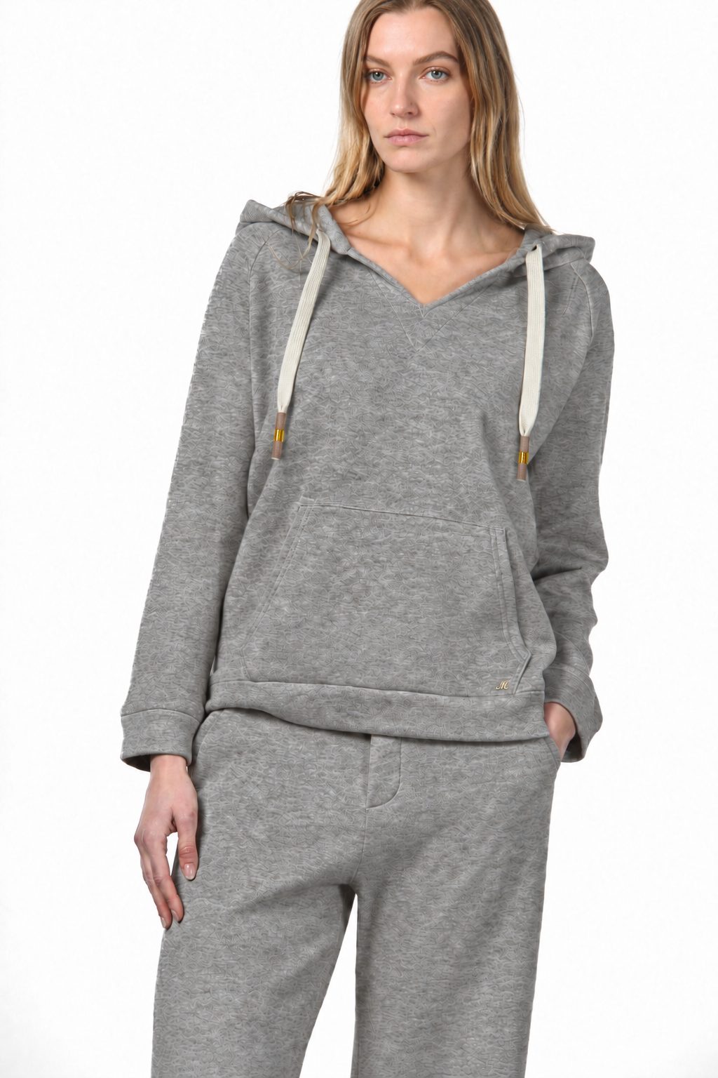 Hoodie felpa donna in jersey effetto maglia