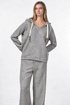 Hoodie felpa donna in jersey effetto maglia