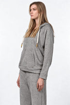 Hoodie felpa donna in jersey effetto maglia