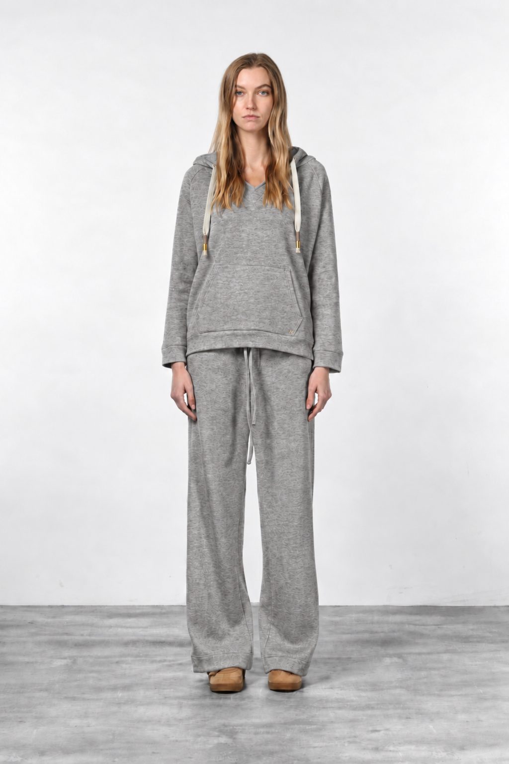 Hoodie felpa donna in jersey effetto maglia