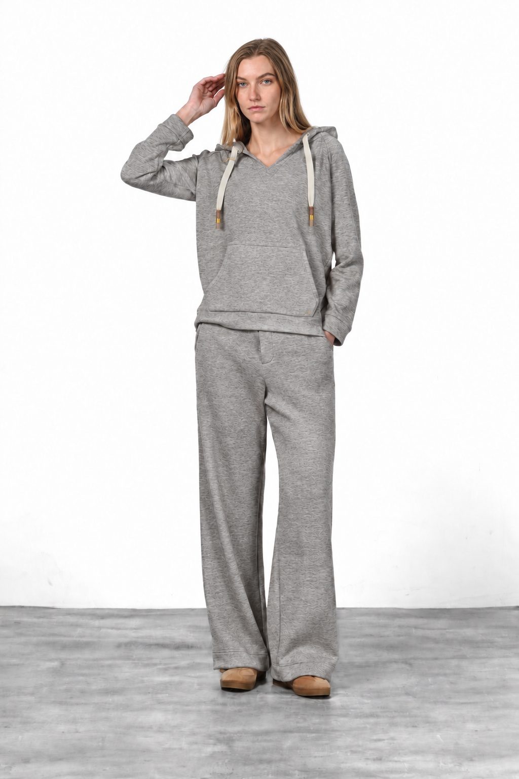 Hoodie felpa donna in jersey effetto maglia