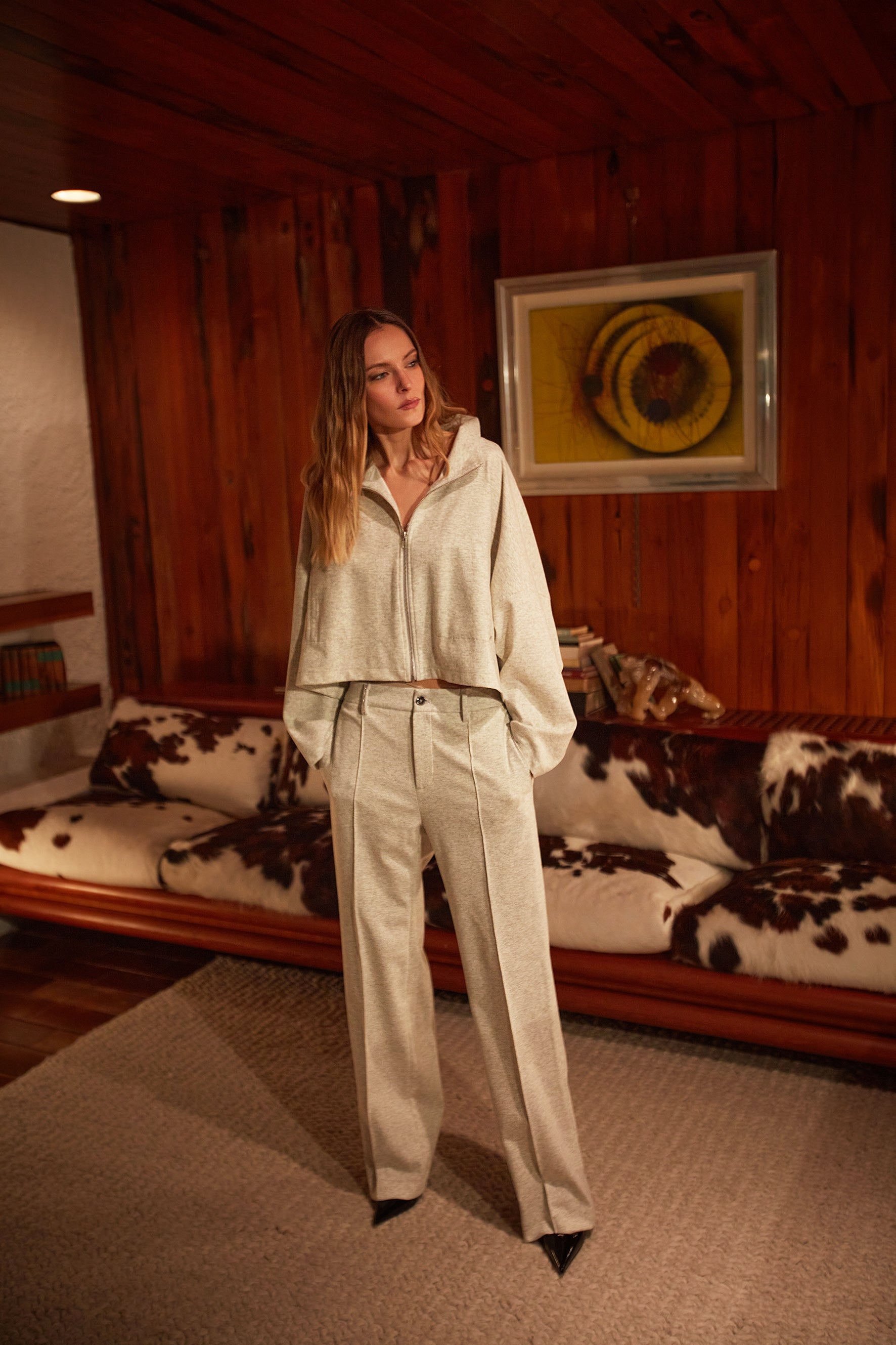 Nora Cropped-Damen-Sweatshirt aus Flanell-Jersey