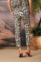 Jaqueline Damen Chino Capri Hose aus Gabardine mit geometrischem Muster slim fit