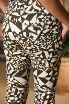 Jaqueline Damen Chino Capri Hose aus Gabardine mit geometrischem Muster slim fit