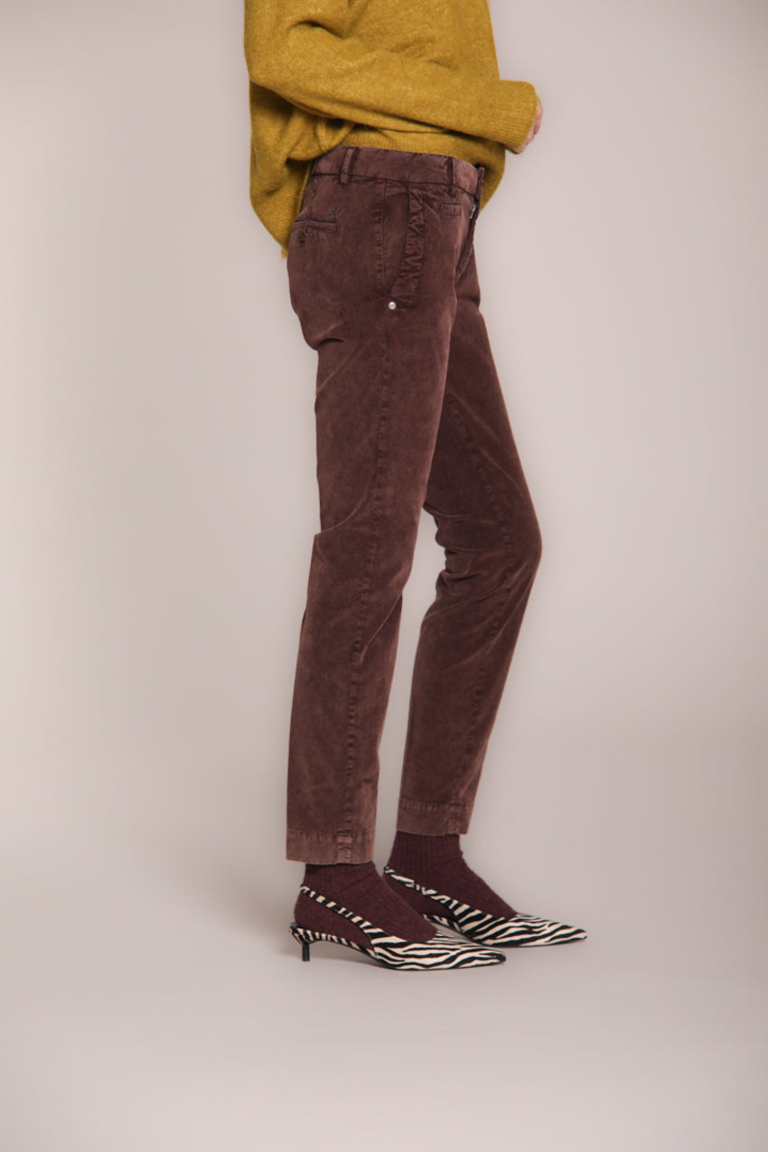 Foto 3 Jaqueline Archivio pantaloni chino donna in velluto 1000 righe slim fit
