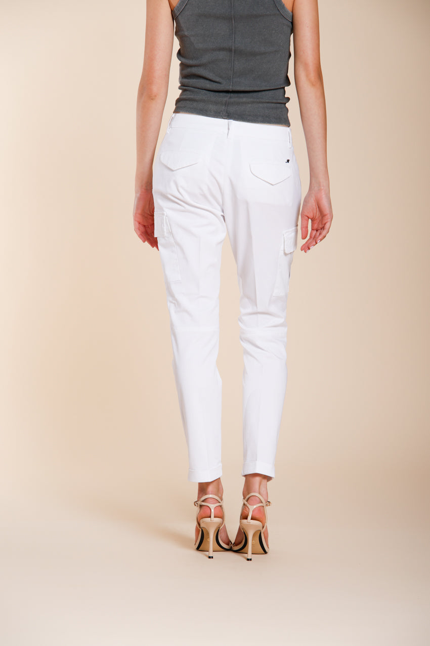 Chile City pantalone cargo donna in gabardina stretch slim fit