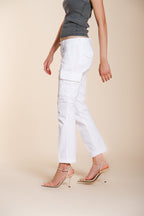 Chile City pantalone cargo donna in gabardina stretch slim fit