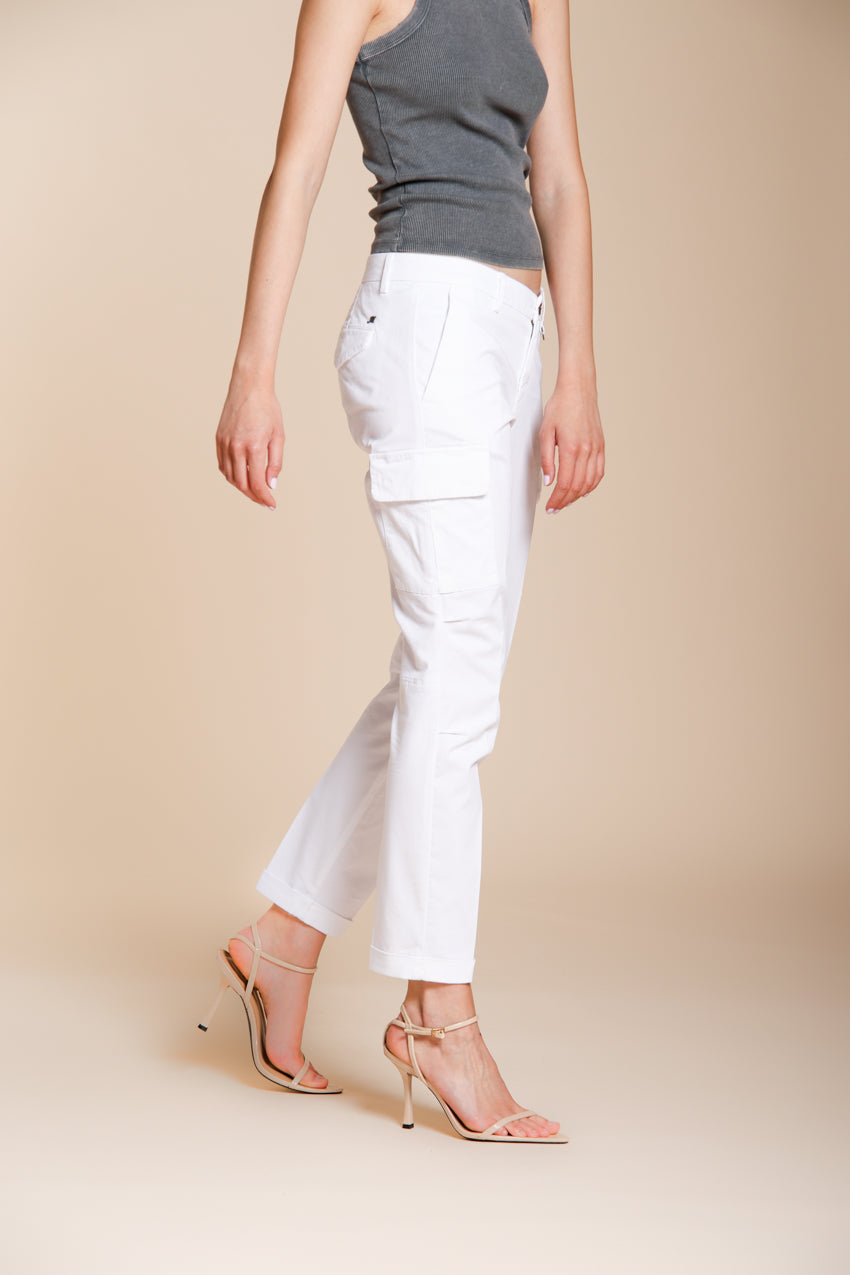 Chile City pantalone cargo donna in gabardina stretch slim fit
