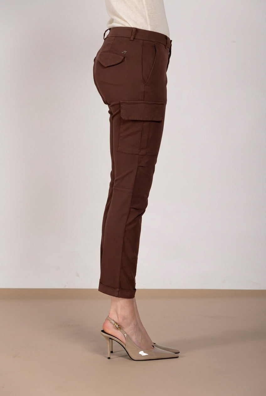 Chile City pantalon cargo femme en gabardine stretch slim fit