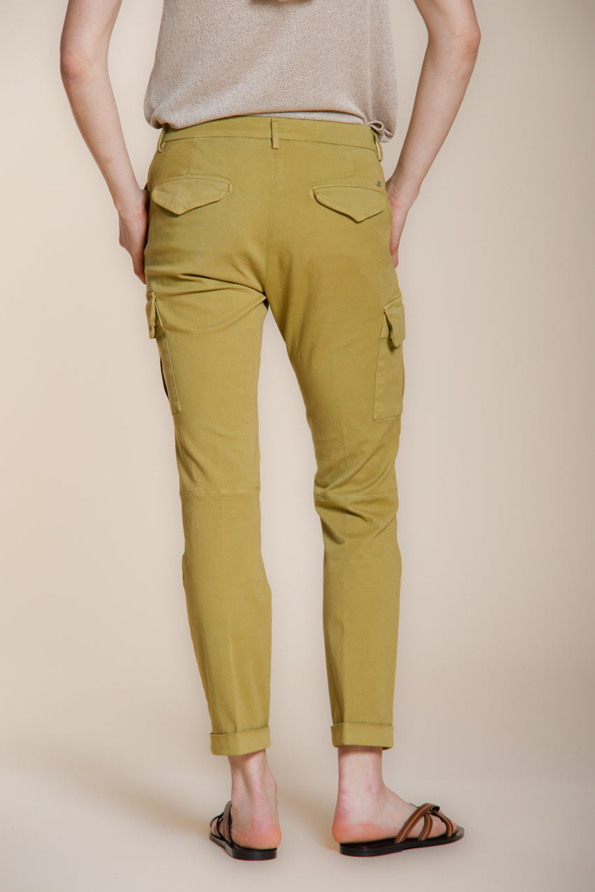 Chile City pantalone cargo donna in gabardina stretch slim fit