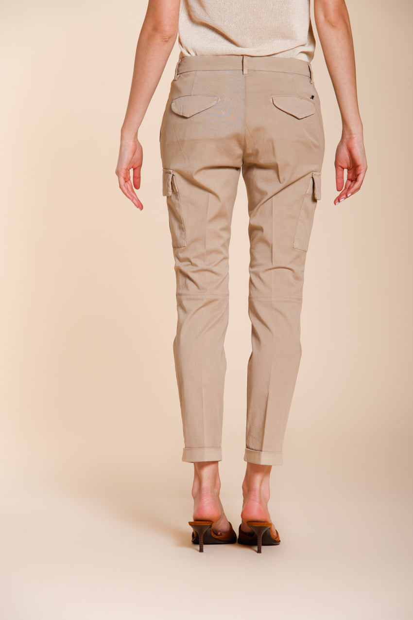 Pantalone cargo donna Chile City Mason's beige medio in gabardina stretch slim fit - vista laterale SS26